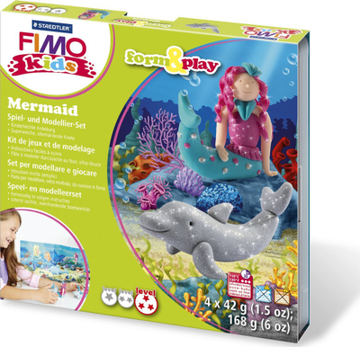 Set argjile modeluese Fimo Kids Mermaid, 6 pjesë, për fëmijë
