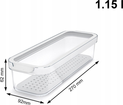 Organizues frigoriferi Rotho CAUMA, 1.15L, me kullues, transparent