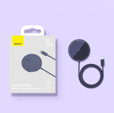 Karikues wireless magnetik Baseus, 15W, Qi Qi2, i bardhë