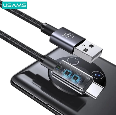 Kabllo USB në USB-C Usams SJ680USB01, 3A, 0.25m, e zezë metalike