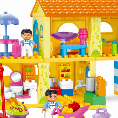 Set blloqesh ndërtimi Bounn Yellow House with Swing, 102 copa, e verdhë