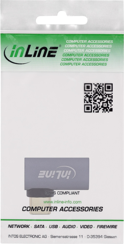 Adapter USB4 InLine USB C, 240W, me kënd djathtas/majtas, alumini gri