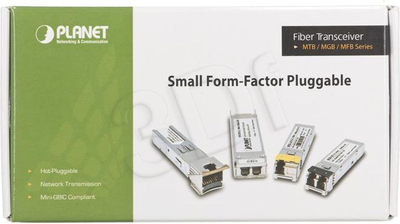 Modul SFP Planet MGB TLX, fibra SM, industrial, i argjendtë