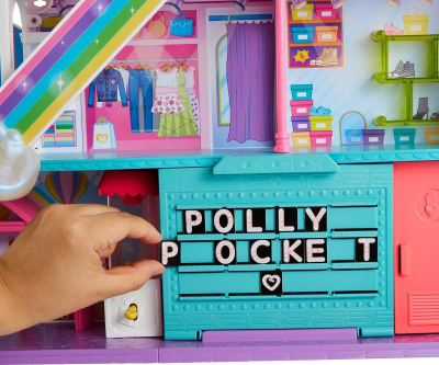 Set loje Mattel Polly Pocket Rainbow Mall, 3 kate, me figurina, shumëngjyrësh