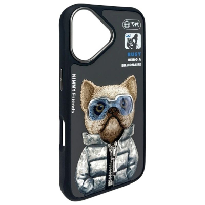 Kapak telefoni Nimmy Cool&Cute 2.0 Dog, për iPhone 16 6.1", i zi