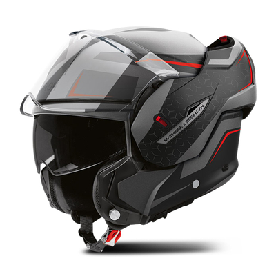 Helm moto Airoh Mathisse II Magnet, termoplastik HRT, ECE 22.06, i zi gri i kuq XS