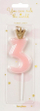 Qiri ditlindje Birthday Candle, numri 3, roz