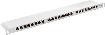 Patch panel Lanberg PPS6-0024-S, 0.5U 19", 24x RJ-45 Cat.6, gri