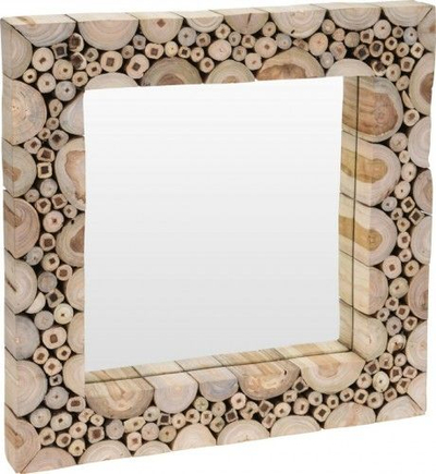 Pasqyrë muri CB Large, 50x50cm, kornizë dru teak, ngjyrë natyrale