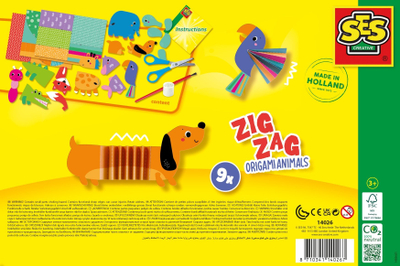 Set kreativ SES Creative Zig Zag Origami Animals, letra me ngjyra, për kalamaj