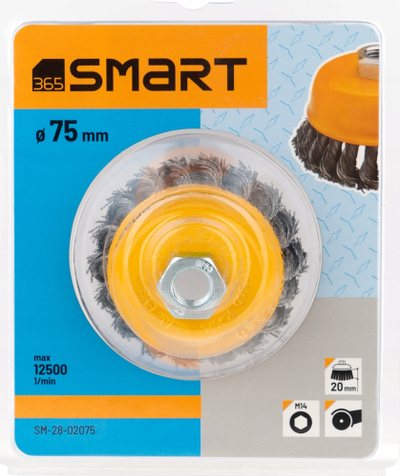 Furçë telash SMART365, 75mm, gërshetuar, gri
