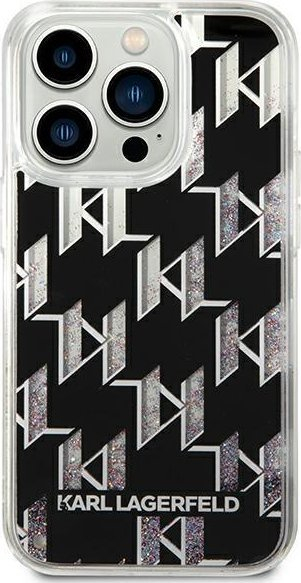 Mbulesë telefoni Karl Lagerfeld Liquid Glitter Monogram për iPhone 14 Pro Max 6.7", hardcase, e zezë