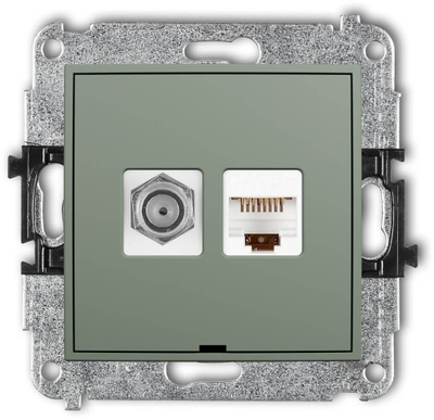 Prizë antene dhe kompjuter Karlik Mini 61MGFKBO-1, SAT F dhe RJ45 Cat 5e, e gjelbër