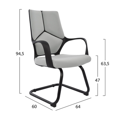 Karrige për konferencë 64×60×94,5 cm (HM1074.21), gri/ zezë
