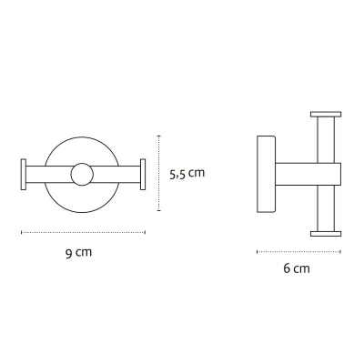 Varëse dyshe banjoje Kamalu Kaman Line Mira 22, çelik inox 304, 9 x 5.5 cm, krom me shkëlqim