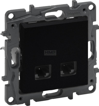 Prizë dyshe RJ45 Legrand Niloe Step, kategori 6A STP, mbulesë e zezë
