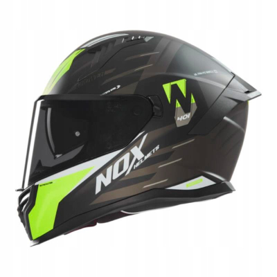 Helmetë integrale Nox N401 Crower, polikarbonat, vizor kundër diellit, e zezë verdhë fluo, S