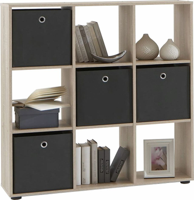 Raft librash FMD Standing Shelf, 9 ndarje, imitim dru lisi, ngjyrë natyrale