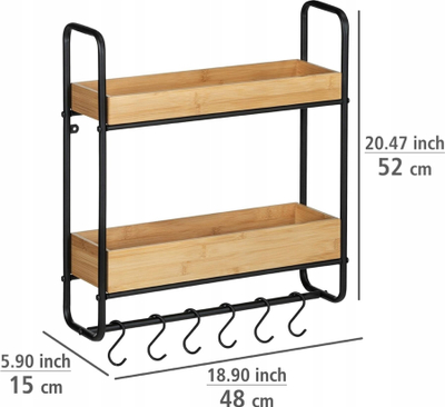 Raft muri Home24 Loft I, stil industrial, dru e hekur, kafe