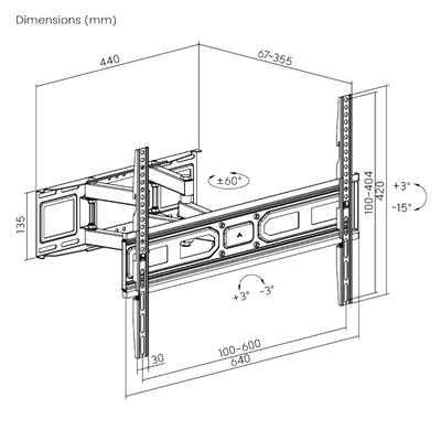 Mbajtëse për TV Brateck LPA78-466, 37"- 80", 40kg