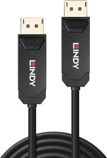 Kabllo DisplayPort Lindy Fiber Optic Hybrid DP 2.0, 50m, i zi