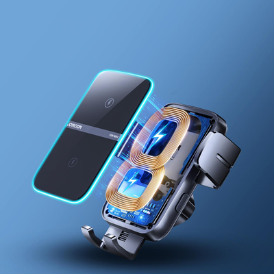 Mbajtës telefoni për makinë Joyroom JR-ZS, karikim wireless 15W, QC3.0, i zi
