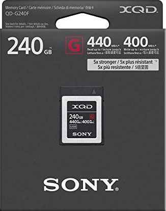 Kartë memorie Sony XQD G Series QDG240F, 240GB, 440MB/s leximi 400MB/s shkrimi, e zezë