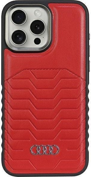 Mbulesë telefoni Audi Synthetic Leather MagSafe për iPhone 14 Pro Max 6.7", lëkurë sintetike, e kuqe