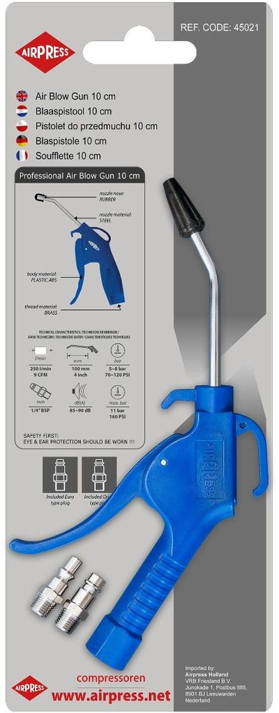 Pistolete fryrjeje Airpress Blow 45021, grykë 10 cm, plastike, blu