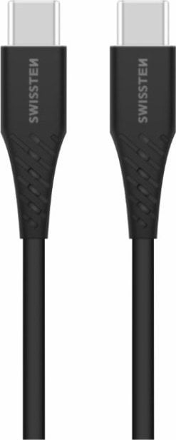 Kabllo karikimi Swissten USB C në USB C, 2.5 m, Power Delivery 100 W, e zezë
