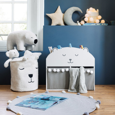 Pouf Orso, MDF, 34x60x30 cm, i bardhë
