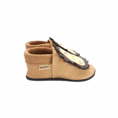 Pantofla fëmijësh Baobaby Classic Spikey Powder, lëkurë e butë, madhësia M, kafe