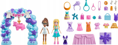Set loje Polly Pocket Birthday Party, 37 pjesë, shumëngjyrësh