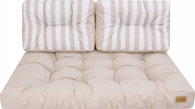 Jastëk kopshti LEO për paleta, set 1+2, 120x82 cm, ecru me vija