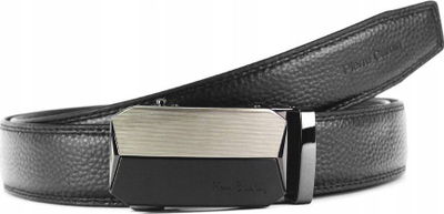 Rryp për burra Pierre Cardin, lëkurë natyrale, kapëse automatike, i zi
