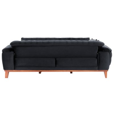 Kauç divan Bennington HM3249.01, 3 vende, shtrat palosës, 240x95x80 cm, i zi
