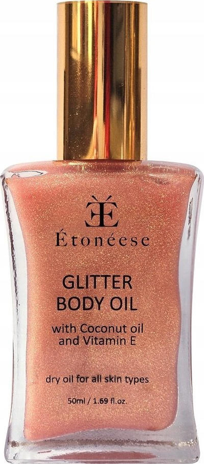 Vaj i thatë trupi Etoneese Glow Rose, me grimca ari, 50 ml