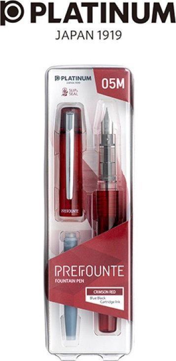 Stilolaps me bojë Platinum Prefounte Medium, majë çeliku, Crimson Red