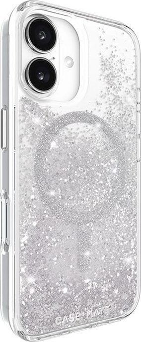 Maskë telefoni Case-Mate Waterfall për iPhone 16, kompatibile me MagSafe, transparente me shkëlqim argjendi