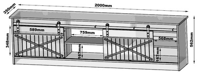 Komodë TV Cama Meble Granero, 35x56.7x200cm, e bardhë