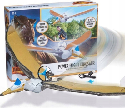 Lodër fluturuese Jurassic World Power Flight Dinosaur Quetzalcoatlus, hapje krahësh 60cm, me karikim USB, shumëngjyrëshe