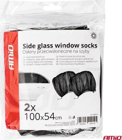 Rrjetë dielli për xham anësor AMiO Window Sock 02914, universale, e zezë