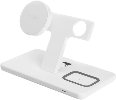 Mbajtëse karikuese FIXED MagPowerstation MagSafe 3në1, 15W + 15W + 5W, i bardhë