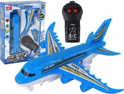 Avion lodër me komandë Leantoys Airplane, me drita LED, për kalamaj 3+, blu