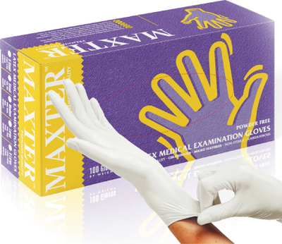 Doreza njëpërdorimëshe Maxter prej latex-i t'pastër, M, 100 copë, të bardha