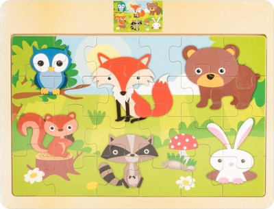 Puzzle druri Daffi Forest Animals, 24 copë, lodër edukative me ngjyra