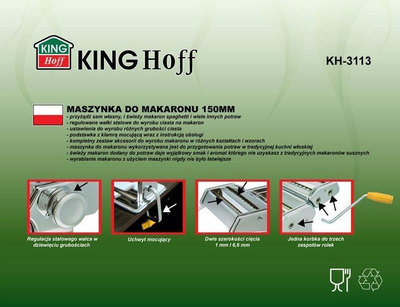 Makina për makarona KingHoff KH-3113-B, 5 në 1, çelik inox, argjendtë