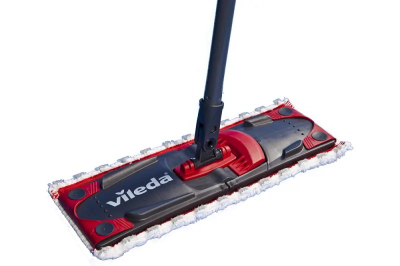 Mop i sheshtë Vileda Ultramax, dorezë teleskopike, fibrë mikrofibër, i kuq