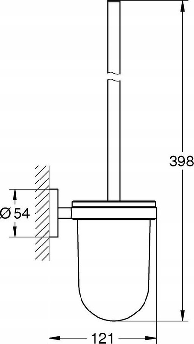 Set furçe tualeti Grohe Essentials New, montim në mur, gotë qelqi, e zezë matte