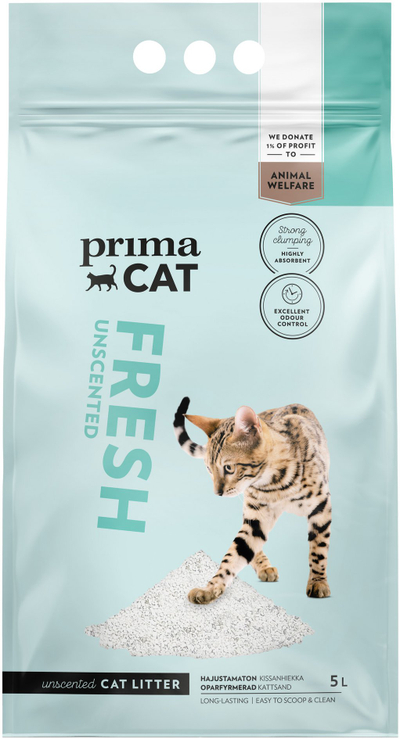 Rrëre higjenike për mace Prima Primacat Fresh Unscented, 5L, pa erë